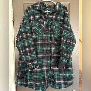 Torrid green, black, white plaid Shacket